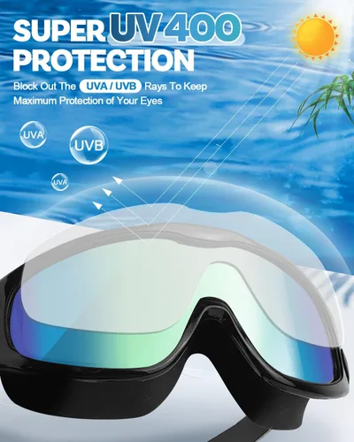 Vista 5 de Polarized Swim Goggles, Anti UV & Fog Swimming Goggles for Adult, Unisex No Leaking Swimming Goggle for Men Women Youth