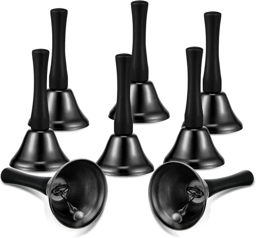 Vista 3 de Boao 24 campanas de mano de acero para servicio de acero con mango de madera negra, campanas de metal diatónico, percusión musical (negro)
