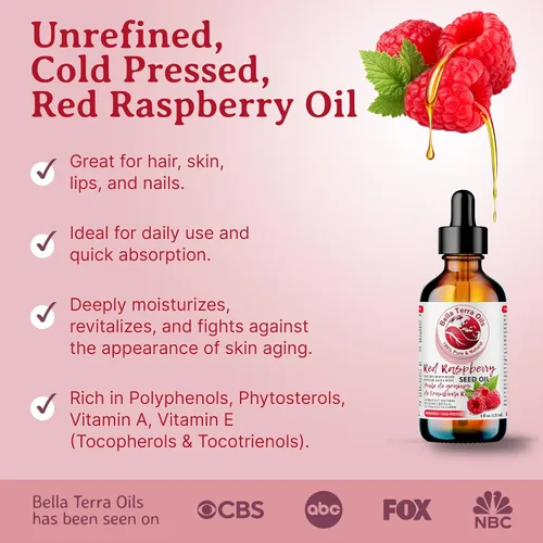 Vista 3 de Bella Terra Oils - Aceite de semilla de frambuesa roja de 4 onzas - Alquimia pura prensada en frío, abundante en ácido elágico y ácidos grasos