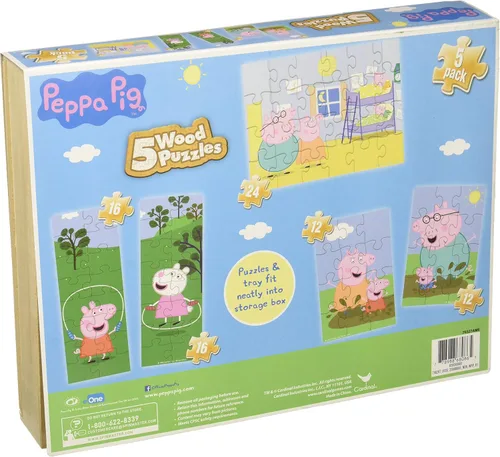 Vista 2 de Paquete de 5 rompecabezas de Peppa Pig en caja de madera, Peppa Pig