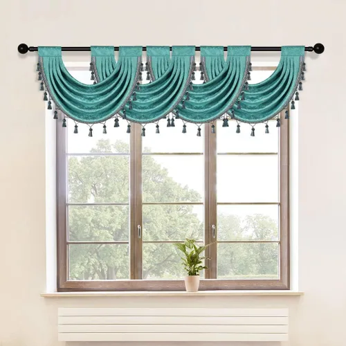 Vista 27 de ELKCA Cenefa Swag de Cascada de Chenilla Gruesa Beige para Sala de Estar Cortinas de Cenefa Pequeñas para Cocina, Paquete de 1