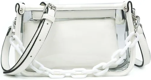 Vista 22 de Jessica - Bolso vegano transparente para mujer, aprobado por estadios, bolsos cruzados para conciertos, eventos deportivos