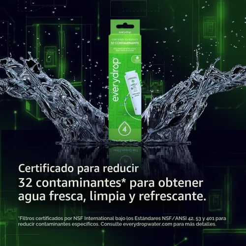 Vista 2 de everydrop by Whirlpool Ice & Water Refrigerator Filter 4, Green, EDR4RXD1