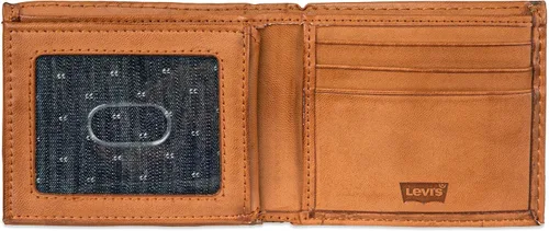 Vista 4 de Levi's Cartera delgada de capacidad extra para hombre con múltiples ranuras para tarjetas y ventana para identificación