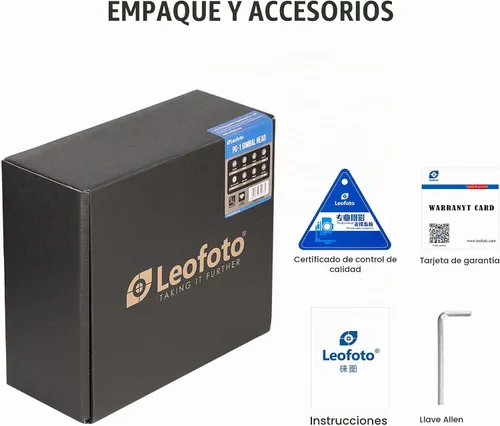 Vista 10 de Leofoto Negro PG-1 - Cabezal de trípode de cardán resistente ligero compatible con Arca