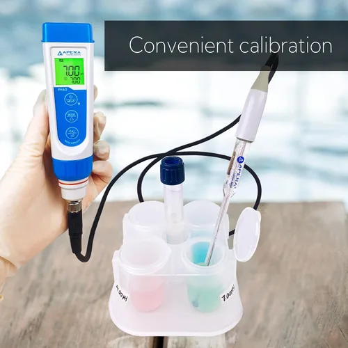 Vista 2 de Apera Instruments PH60-MS Kit de Probador de Medidor de pH Portátil con Electrodo de pH Semi-Micro LabSen 246-5 ATC para Medición de pH de Grado