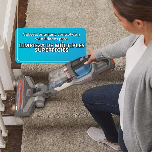 Vista 10 de Black+Decker Aspiradora inalámbrica, Powerseries Extreme, Aspiradora de palo recargable, cabezal intercambiable con accesorio para hendiduras