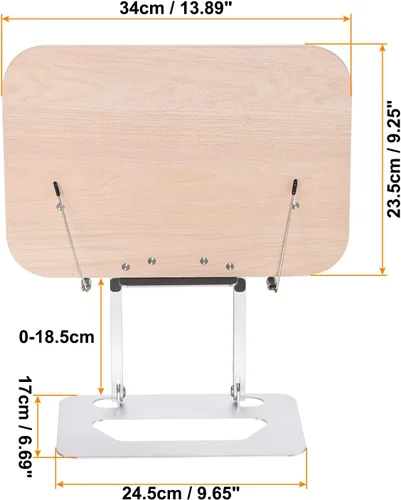 Vista 2 de METALLIXITY Soporte para libros para lectura, soporte ajustable para libros con base giratoria de 180°, altura y ángulo ajustables, plegable y Brown