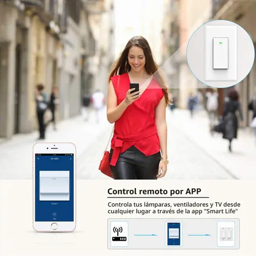 Vista 3 de Interruptor inteligente WiFi de pared, interruptor de luz de pared, compatible con Alexa y Google Home