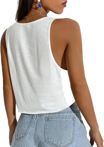 Vista 2 de Camiseta corta sexy para mujer, ajuste holgado, recortada, para adolescentes y niñas