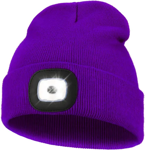 Vista 43 de MELASA Gorro unisex con luz, recargable por USB, manos libres, gorro LED, regalos de invierno para hombres Tinte amarillo albaricoque