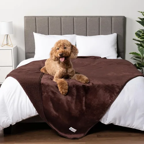 Vista 34 de PETAMI Manta impermeable de forro polar Sherpa para gatos y perros, color beige, talla S