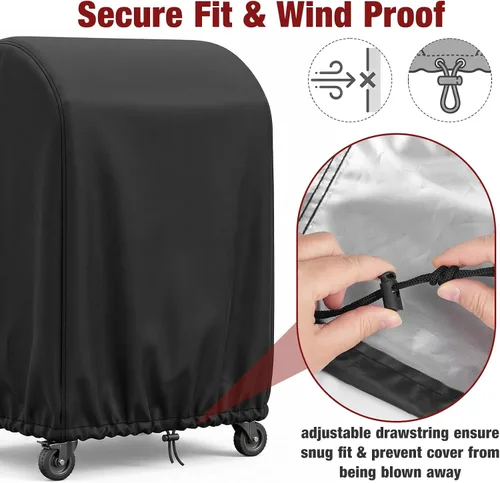 Vista 4 de Funda para Parrilla, 32 Pulgadas Impermeable Resistente a los Rayos UV de Servicio Pesado Funda Pequeña para Parrilla BBQ para Parrilla al Aire