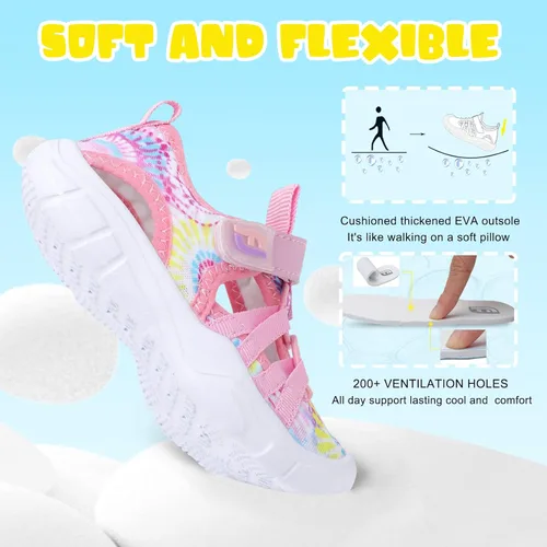 Vista 5 de JOINFREE Zapatos de agua para niños y niñas, transpirables, Qucik Dry Sport Playa, sandalias ligeras y flexibles