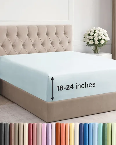 Vista 29 de Sábana bajera ajustable extra profunda Twin XL – Sábana bajera individual de lujo de hotel solamente – Se adapta fácilmente a colchones de 18 a 24