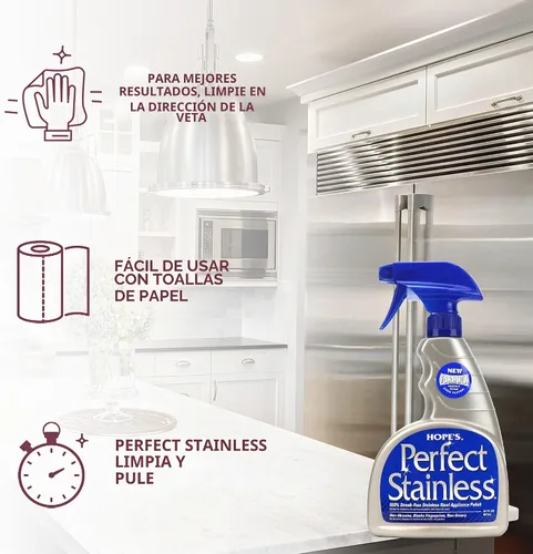 Vista 6 de HOPE'S Perfect - Limpiador y pulidor de acero inoxidable con paño de microfibra, 22 onzas, fórmula autopulidora sin rayas, bloquea las huellas