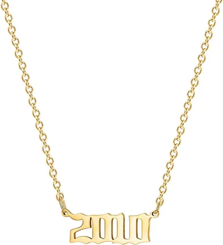 Vista 11 de Collar de acero inoxidable chapado en oro de 18 quilates, con número de cumpleaños, aniversario, joyería memorable para mujer
