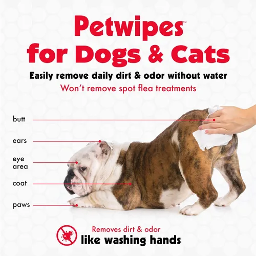Vista 3 de Petkin Toallitas para mascotas para perros y gatos, 100 toallitas grandes – Elimina la suciedad y el olor como lavarse las manos – Limpia orejas