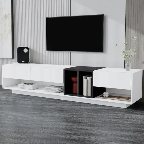 Vista 11 de Merax Minimalist 103" Entertainment Wall Unit Set with Overhead Bridge for TVs Up to 75", Modern Large Media Console with Adjustable Shelves, Ample