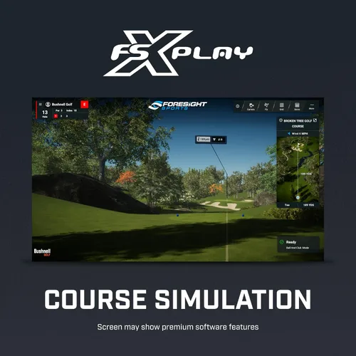 Vista 7 de Bushnell Launch Pro Simulator Bundle - Monitor de lanzamiento portátil con suscripción FSX Play Gold, proyector, recinto y césped