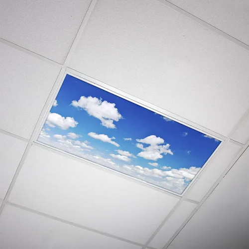 Vista 27 de Cubierta de luz fluorescente para luces de techo de aula, nubes rosadas, inserto de película retroiluminada de alta calidad 2 x 4