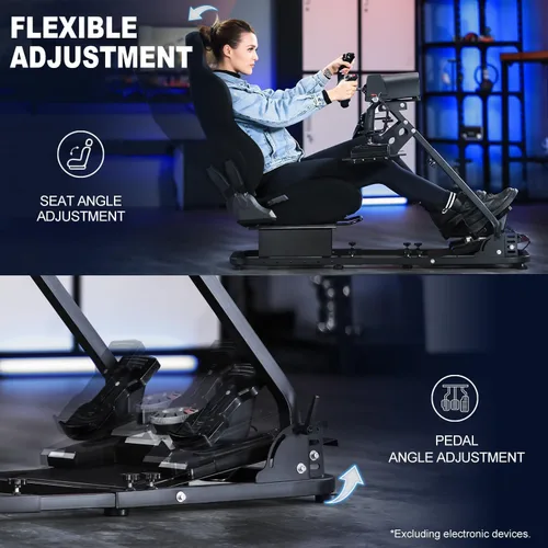Vista 7 de Marada Flight Simulator Cockpit with Black Seat and Racing Sim Cockpit for Driving and Flight Sim Fit for