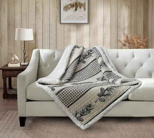 Vista 5 de Virah Bella Manta acolchada de sherpa de 50 x 60 pulgadas, colcha ligera de combinación de playa, ideal para tumbonas y ropa de cama extra, hermosa