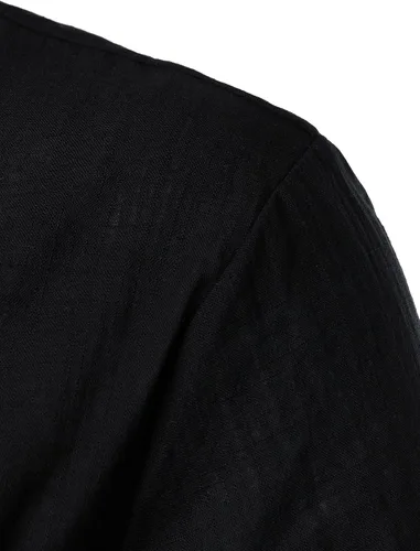 Vista 4 de HOOD CREW Camisetas básicas de manga larga de lino y algodón para hombre