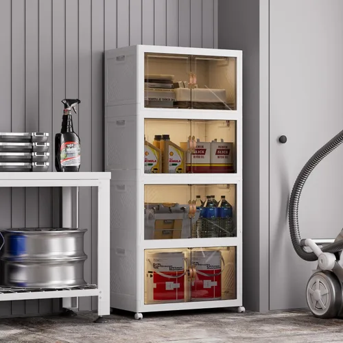 Vista 8 de SAILUN 146QT - Contenedores de almacenamiento apilables con tapa, armario Negro-165qt
