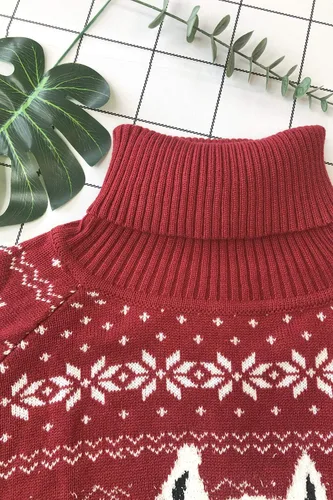 Vista 3 de Jumppmile Vestido de suéter de cuello alto con bolsillos para mujer, diseño feo de Navidad, Navidad