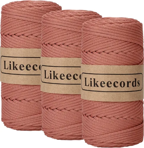 Vista 44 de Likeecords Cordón de macramé trenzado de poliéster de 0.157 in, 140 yardas, 426 pies, hilo elástico para bolsa de ganchillo para manualidades