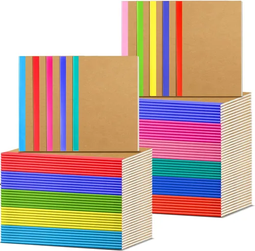 Vista 9 de Handepo 100 paquete de cuadernos de composición A5/A6 con líneas rayadas, cuadernos de composición de cartón Kraft a granel con cubierta suave
