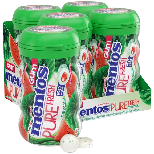 Vista 12 de MENTOS Sugar Free Gum with Xylitol, Spearmint, 50 Piece Bottle (4 Pack)