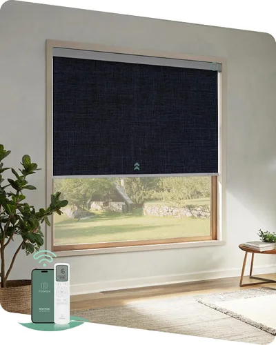 Vista 12 de Yoolax Persianas motorizadas con control remoto, persianas opacas remotas para ventanas, persianas enrollables automáticas inalámbricas persianas