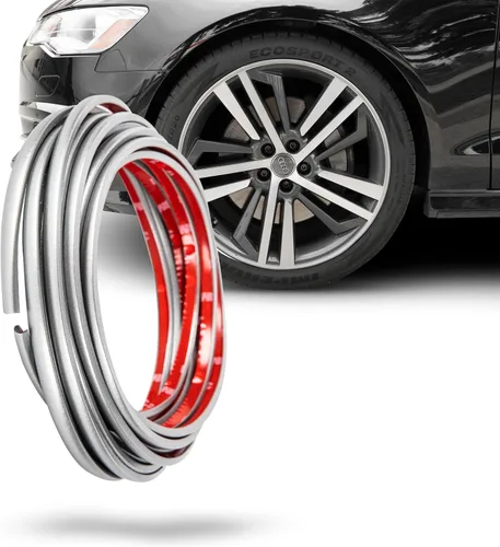 Vista 10 de True Line Automotive Protector de llanta para ruedas de coche (negro brillante), protector de rueda en forma de L, cinta adhesiva 3M