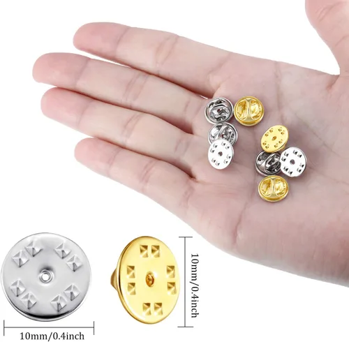 Vista 4 de Insignia de embrague de mariposa de latón de repuesto (oro, plata, 50 piezas)