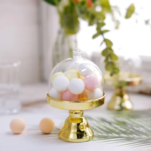 Vista 6 de Efavormart - Paquete de 12 soportes transparentes para cupcakes de 3 pulgadas, soporte de placa de exhibición de dulces con cúpula para bodas