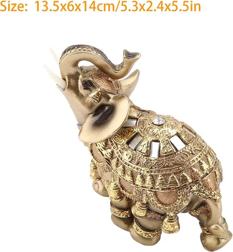 Vista 7 de Yitengteng Elegante escultura de elefante de la suerte de Feng Shui de resina, figuras de elefante para decoración del hogar, regalos