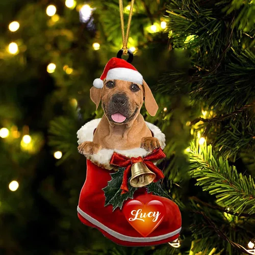 Vista 16 de Adorno de Navidad de perro afgano en bota de Papá Noel, adorno de nombre de perro personalizado, regalo para amante de los perros, decoración