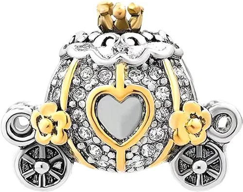 Vista 2 de KunBead Abalorio de carruaje de regalo de cumpleaños para mujeres y niñas, compatible con pulseras Pandora, Cobre, vidrio