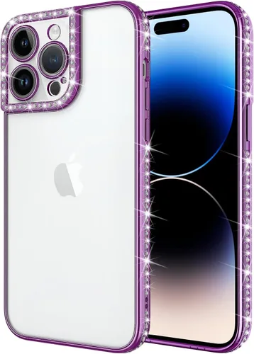 Vista 9 de Funda diseñada para iPhone 11 Pro Max con purpurina, cubierta de lujo con incrustaciones de diamantes para mujeres y niñas con protector de cámara