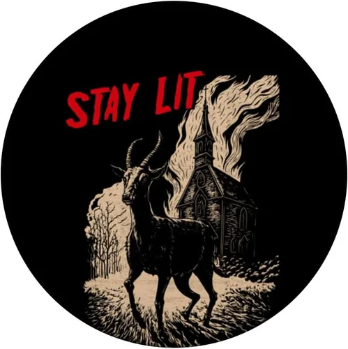 Vista 3 de PopSockets de Satán PopSockets intercambiables con diseño de áteo negro Phillip Burning Church Stay Lit