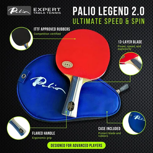 Vista 2 de Palio Legend 2 raqueta para tenis de mesa y estuche