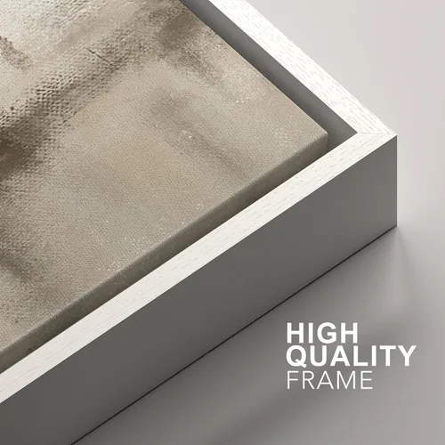 Vista 118 de SIGNFORD - Set de obras de arte en lienzo enmarcado para pared, ilustraciones abstractas de neblina del desierto en tonos neutros beige y marrón
