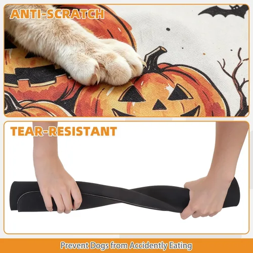 Vista 6 de KOOLTAIL Tapete de comida para perros de Halloween, tapete absorbente para alimentación de mascotas para cuencos de comida y agua, almohadilla