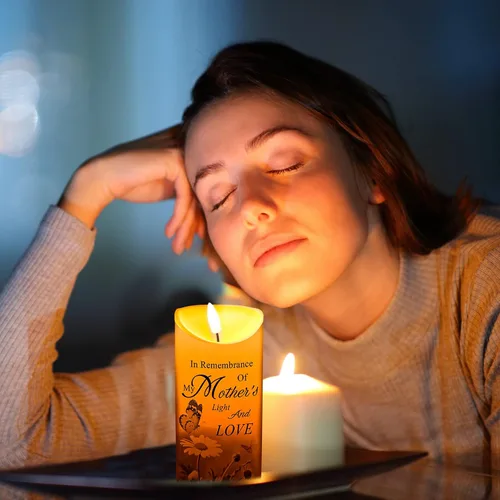 Vista 7 de Gerrii Regalos de condolencias por la pérdida de la madre, velas LED sin llama, de 3 x 6 pulgadas, velas conmemorativas en recuerdo de mi madre