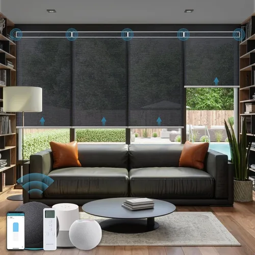 Vista 28 de Cortinas enrollables inteligentes de filtrado de luz motorizadas compatibles con HomeKit, persianas inteligentes para ventanas con 1% de apertura