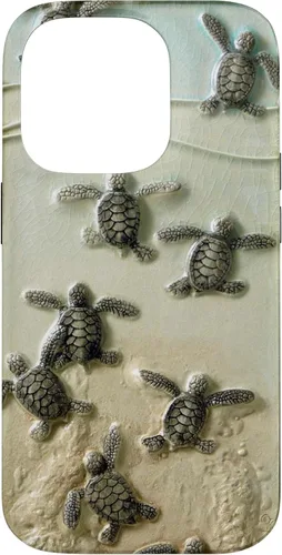 Vista 17 de Funda para iPhone 17, diseño de tortugas marinas color verde bebé