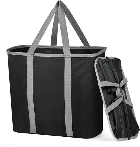 Vista 8 de JOMOLA Cesta de lavandería plegable grande de tela de 90 litros, cesta extensible para ropa sucia, bolsa de lavandería con asas para la familia