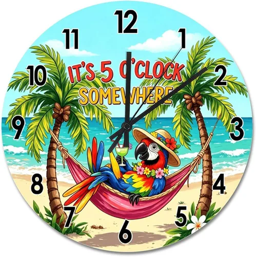 Vista 67 de Reloj de pared Whatever Modern Wood Clock de 10 pulgadas, silencioso, sin tictac, funciona con pilas, para sala de estar, dormitorio, cocina, A